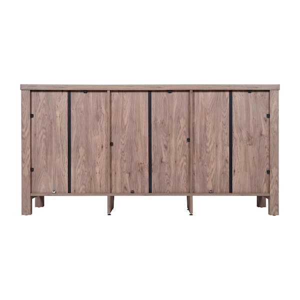 Flash Furniture Dion Brown 59 Inch Kitchen and Dining Room Buffet Sideboard Storage Cabinet, 2 Drawers, Open Shelf - EV-CA7515-ZZ-BR-GG