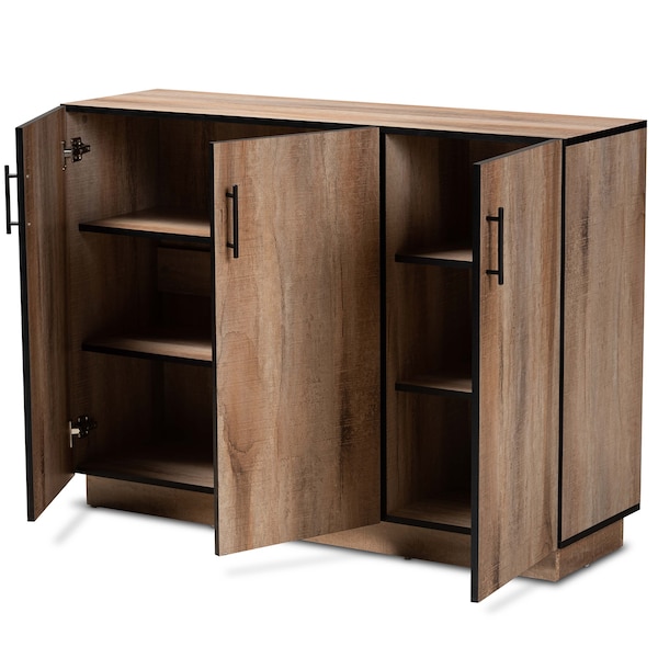 Baxton Studio Patton Modern and Contemporary Natural Oak Finished Wood 3-Door Dining Room Sideboard Buffet - 179-11217-ZORO