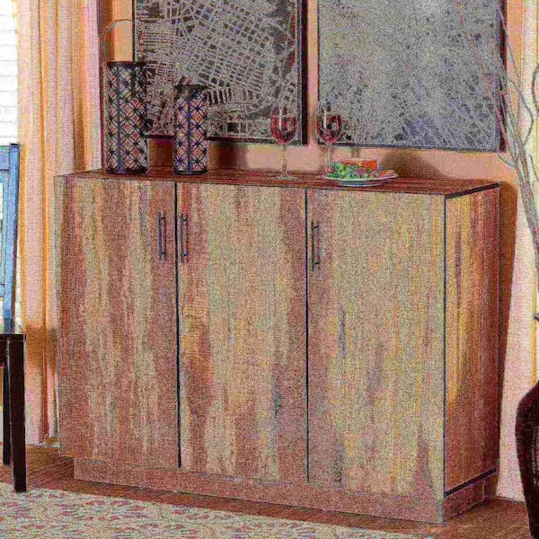 Baxton Studio Patton Modern and Contemporary Natural Oak Finished Wood 3-Door Dining Room Sideboard Buffet - 179-11217-ZORO