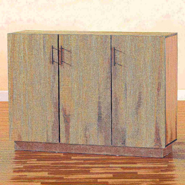 Baxton Studio Patton Modern and Contemporary Natural Oak Finished Wood 3-Door Dining Room Sideboard Buffet - 179-11217-ZORO