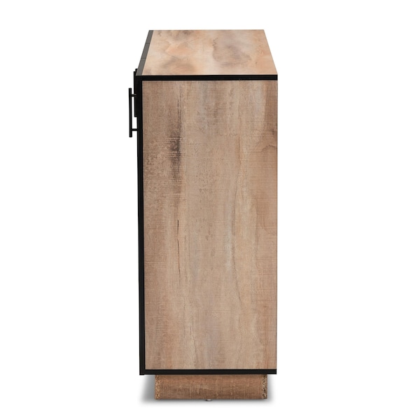 Baxton Studio Patton Modern and Contemporary Natural Oak Finished Wood 3-Door Dining Room Sideboard Buffet - 179-11217-ZORO