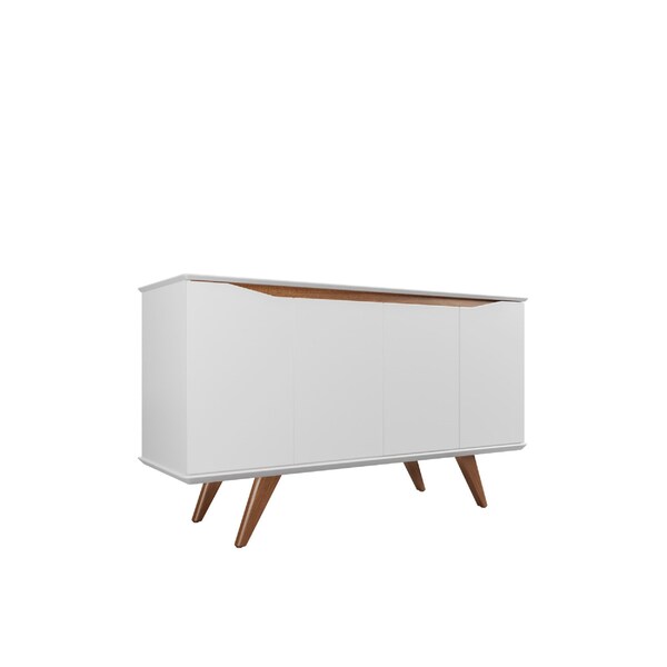 Manhattan Comfort Tudor 53.15 Sideboard with 4 Shelves in White Matte and Maple Cream - 1027751
