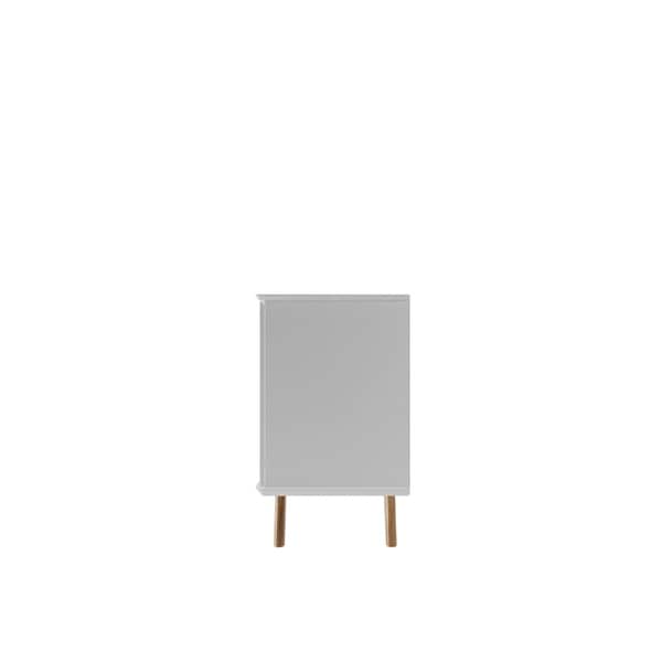 Manhattan Comfort Tudor 53.15 Sideboard with 4 Shelves in White Matte and Maple Cream - 1027751