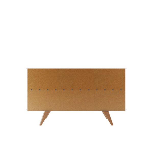 Manhattan Comfort Tudor 53.15 Sideboard with 4 Shelves in White Matte and Maple Cream - 1027751