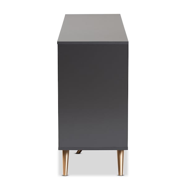 Baxton Studio Kelson Modern and Contemporary Dark Grey and Gold Finished Wood 2-Door Sideboard Buffet - 189-11577-ZORO