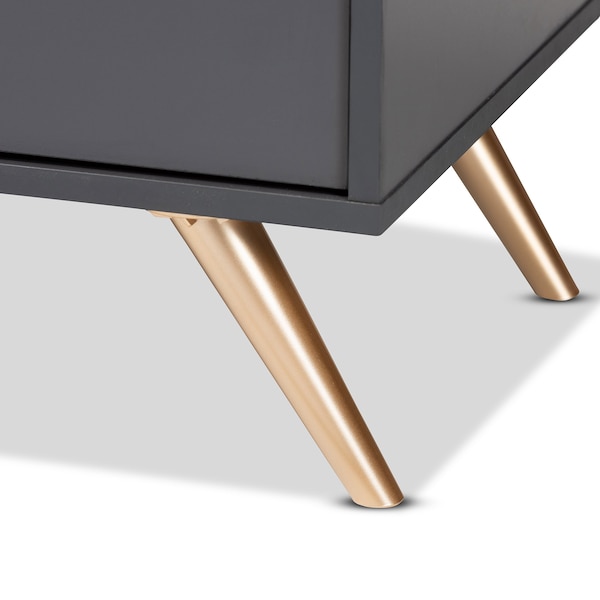 Baxton Studio Kelson Modern and Contemporary Dark Grey and Gold Finished Wood 2-Door Sideboard Buffet - 189-11577-ZORO