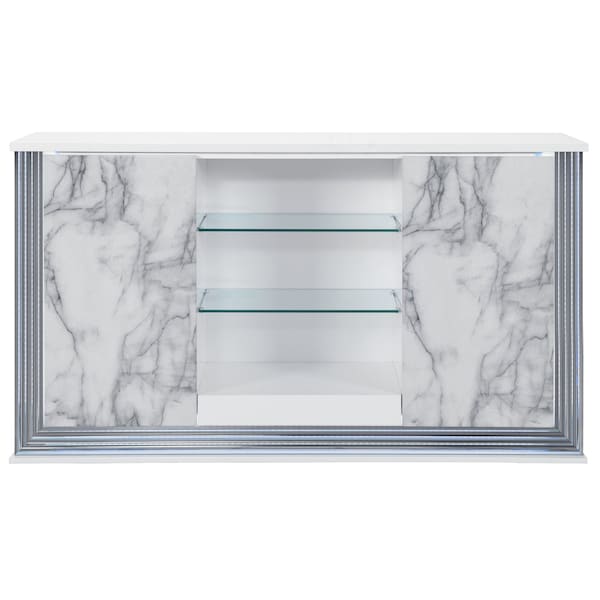 Global Furniture Usa Modern  High Gloss Ylime White Marble Buffet - 2495