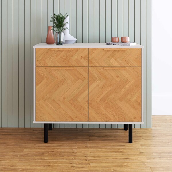 Manhattan Comfort Liam Sideboard in White and Wood - SB-311AMC246