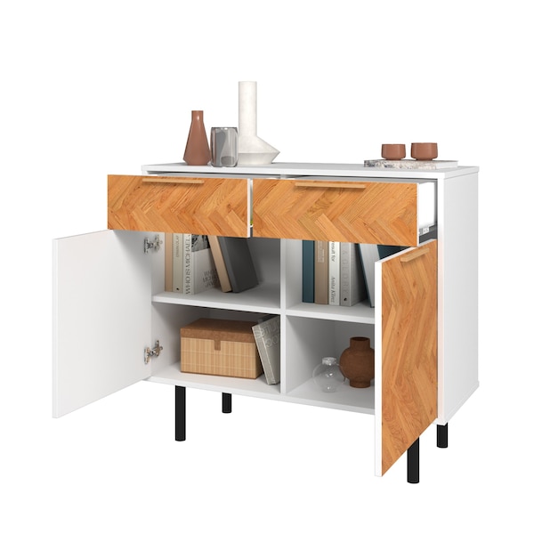 Manhattan Comfort Liam Sideboard in White and Wood - SB-311AMC246