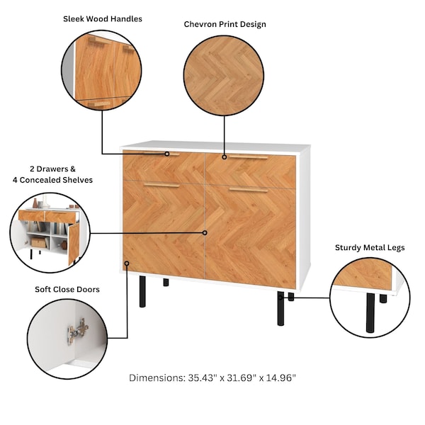 Manhattan Comfort Liam Sideboard in White and Wood - SB-311AMC246