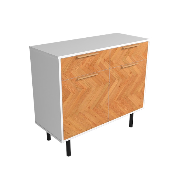 Manhattan Comfort Liam Sideboard in White and Wood - SB-311AMC246