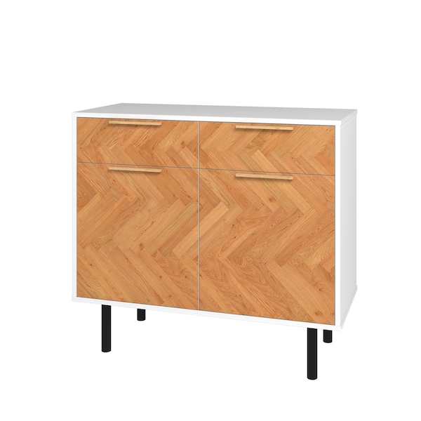 Manhattan Comfort Liam Sideboard in White and Wood - SB-311AMC246