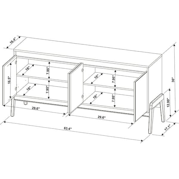 Manhattan Comfort Gales 63.32 Sideboard in Off-White - SB-62722-OW