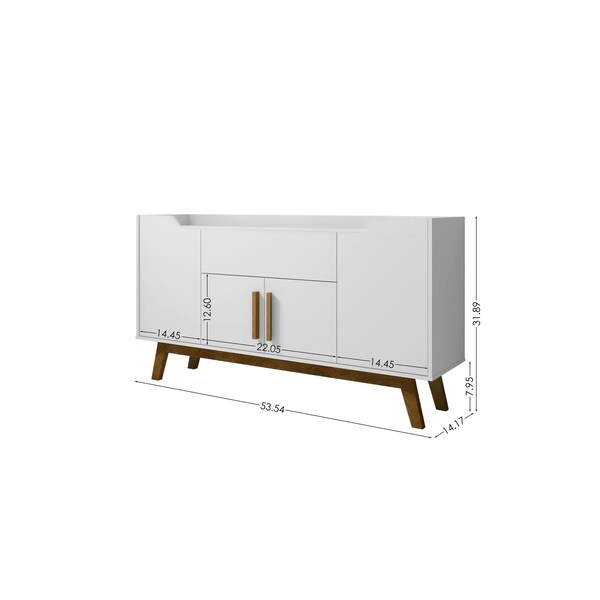 Manhattan Comfort Addie 53.54 Sideboard with 5 Shelves in White - 244BMC6
