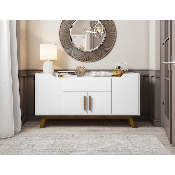 Manhattan Comfort Addie 53.54 Sideboard with 5 Shelves in White - 244BMC6