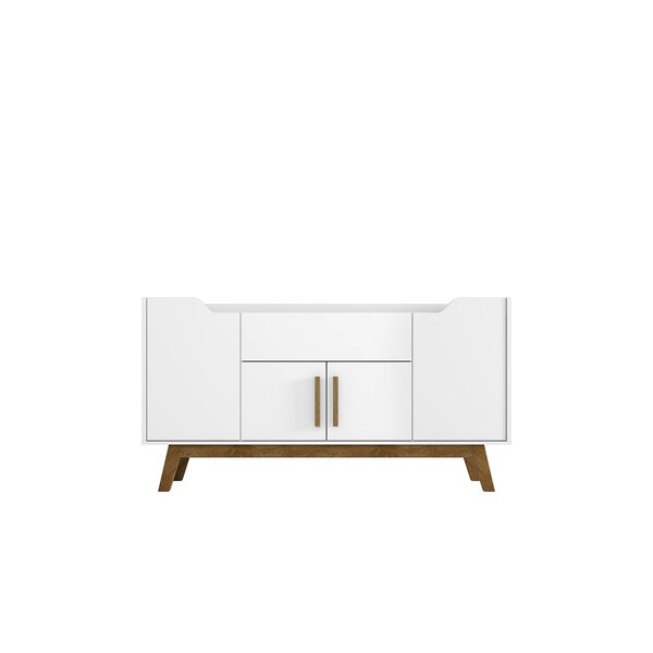 Manhattan Comfort Addie 53.54 Sideboard with 5 Shelves in White - 244BMC6