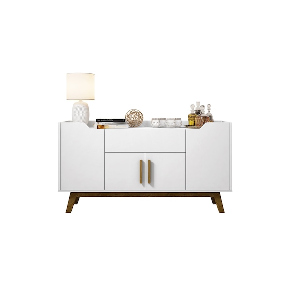 Manhattan Comfort Addie 53.54 Sideboard with 5 Shelves in White - 244BMC6