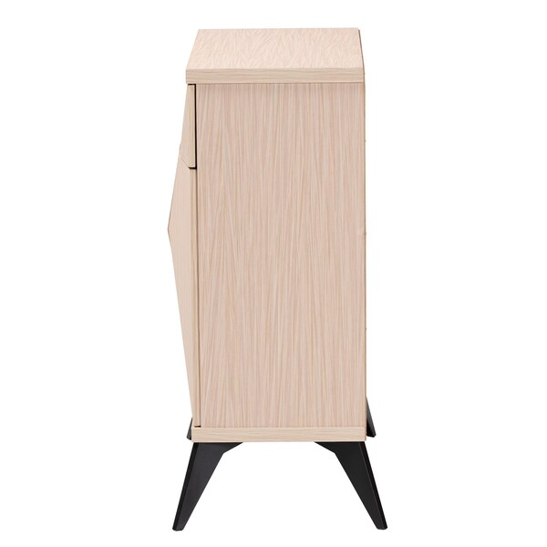 Baxton Studio Draper Mid-Century Modern Two-Tone Light Brown and Black Wood 2-Door Sideboard Buffet - 243-13502-ZORO