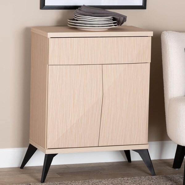 Baxton Studio Draper Mid-Century Modern Two-Tone Light Brown and Black Wood 2-Door Sideboard Buffet - 243-13502-ZORO