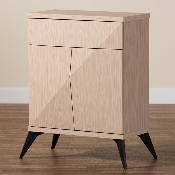 Baxton Studio Draper Mid-Century Modern Two-Tone Light Brown and Black Wood 2-Door Sideboard Buffet - 243-13502-ZORO