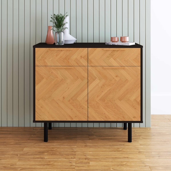Manhattan Comfort Liam Sideboard in Black and Wood - SB-311AMC247