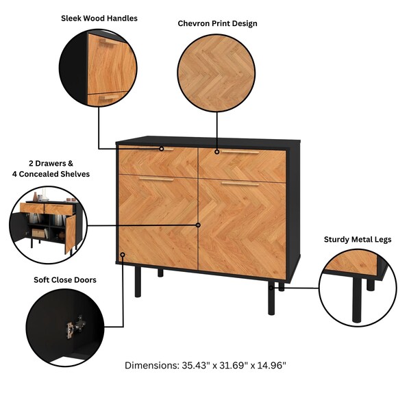Manhattan Comfort Liam Sideboard in Black and Wood - SB-311AMC247