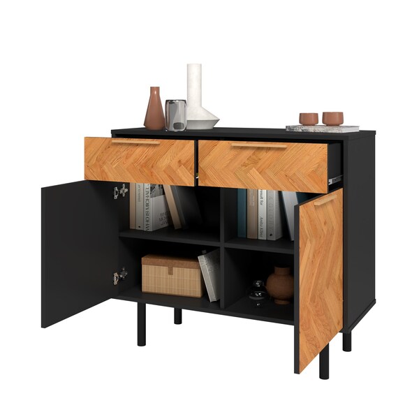 Manhattan Comfort Liam Sideboard in Black and Wood - SB-311AMC247