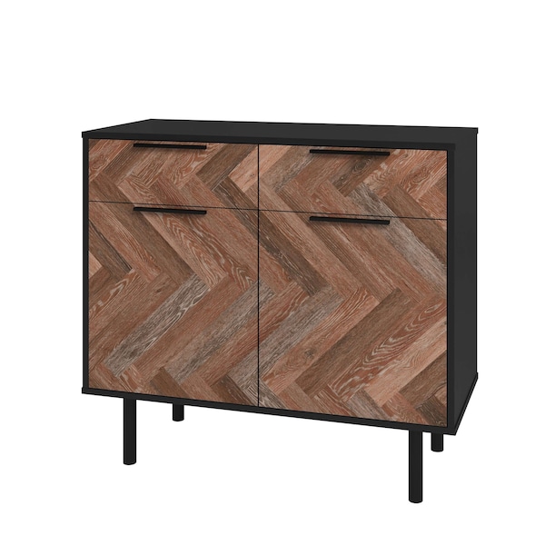 Manhattan Comfort Liam Sideboard in Black and Brown Wood - SB-311AMC248