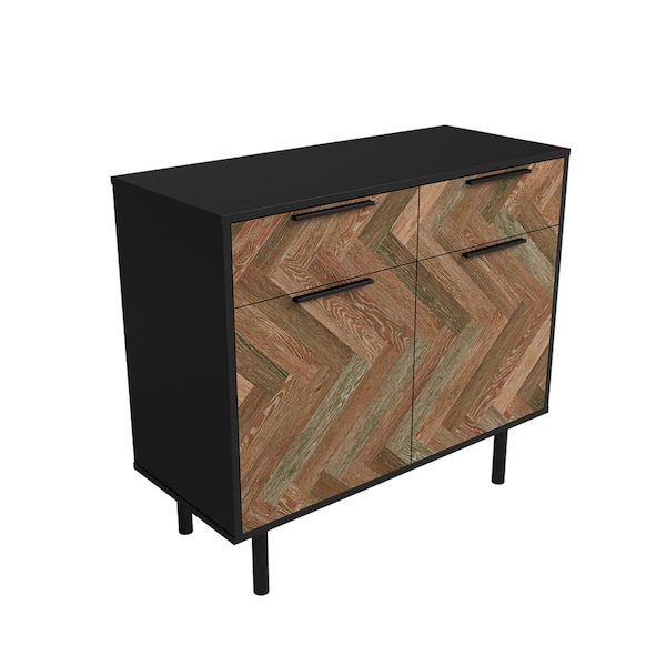 Manhattan Comfort Liam Sideboard in Black and Brown Wood - SB-311AMC248