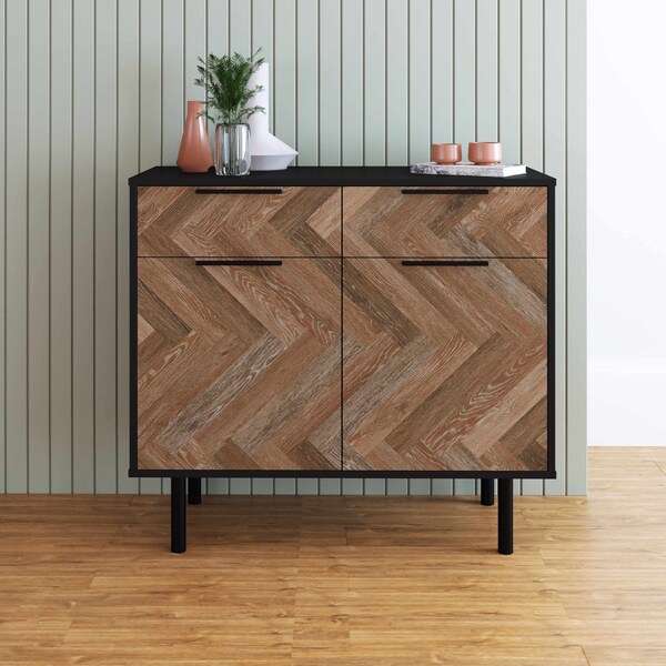 Manhattan Comfort Liam Sideboard in Black and Brown Wood - SB-311AMC248
