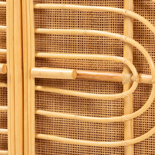 Bali & Pari Ovalet Modern Bohemian Natural Brown Rattan 2-Door Sideboard - 238-13254-ZORO