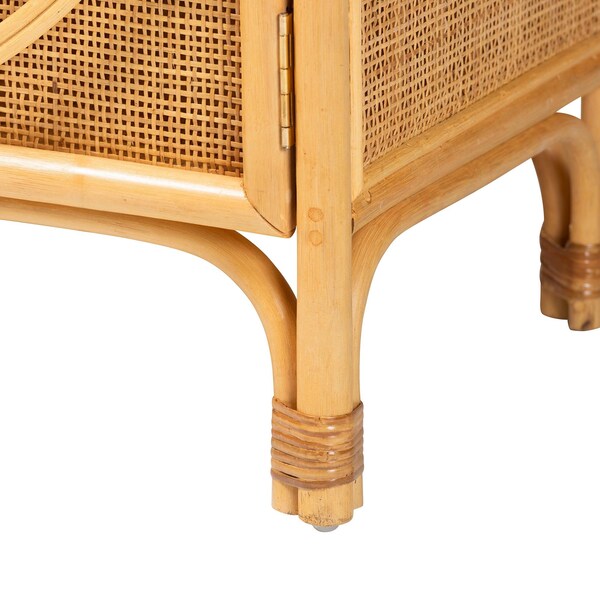 Bali & Pari Ovalet Modern Bohemian Natural Brown Rattan 2-Door Sideboard - 238-13254-ZORO