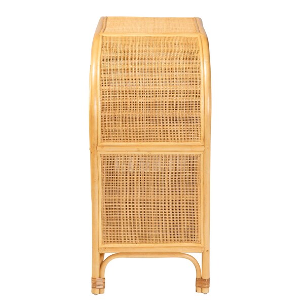 Bali & Pari Ovalet Modern Bohemian Natural Brown Rattan 2-Door Sideboard - 238-13254-ZORO