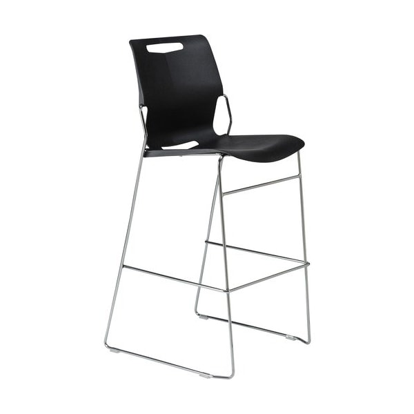 United Chair Co Stool, Cafe-Height, Steel/Poly, 22-1/2inx22-1/2inx44-1/2in, Black - UNCPL31HP1