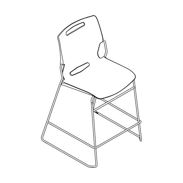 United Chair Co Stool, Counter-Height, Steel/Poly, 22-1/2inx22-1/2inx39in, Black - UNCPL31CRP1