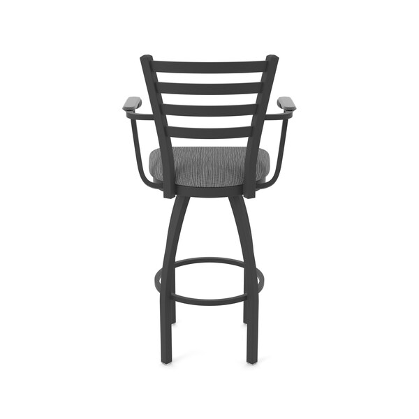 Holland Bar Stool Co Jackie with Arms 25 in. Swivel Counter Stool with Black Wrinkle Finish and Graph Coal Seat - 415