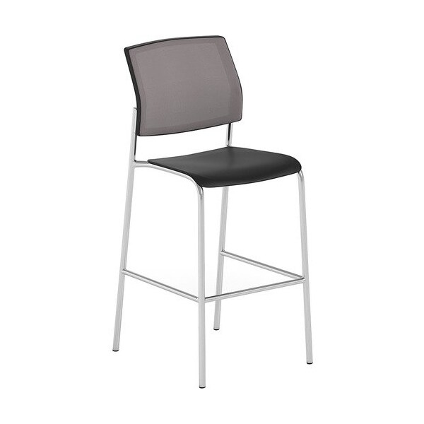 United Chair Co Stool, Armless, MeshBack, 19-3/4inx23inx45in, ExactBack/CarbonSeat - UNCF1HECCP04