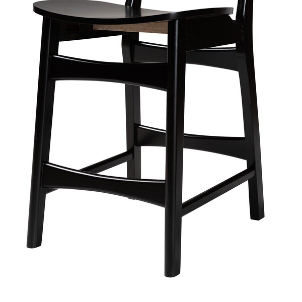Baxton Studio Tafari Mid-Century Modern Dark Brown Finished Wood and Rattan 2-Piece Counter Stool Set, PR - 239-2PC-13419-ZORO