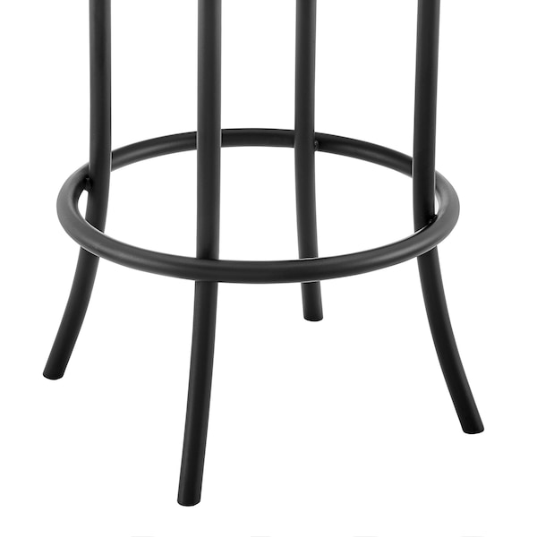 Armen Living Natya Swivel Counter or Bar Stool in Black Finish with Gray Faux Leather - 840254333642