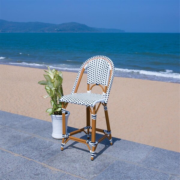 Safavieh 19.75 x 21.5 x 35 in. California Counter Stool White & Navy - PAT7532D