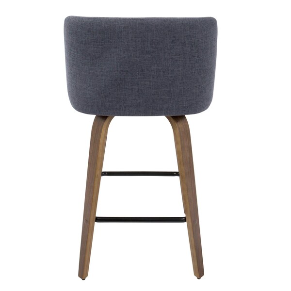 Lumisource Toriano Counter Stool in Walnut and Blue Fabric, PK 2 - B26-TRNO2X WLBU2