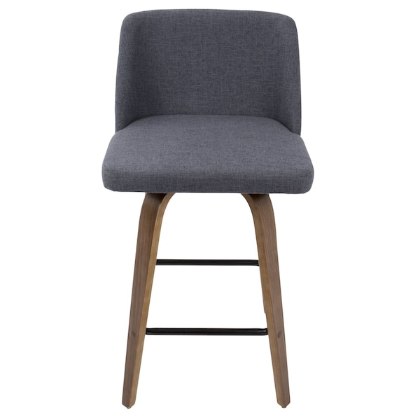Lumisource Toriano Counter Stool in Walnut and Blue Fabric, PK 2 - B26-TRNO2X WLBU2