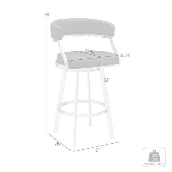 Armen Living Dione 26" Counter Height Swivel Black Faux Leather and Brushed Stainless Steel Bar Stool - 840254335158