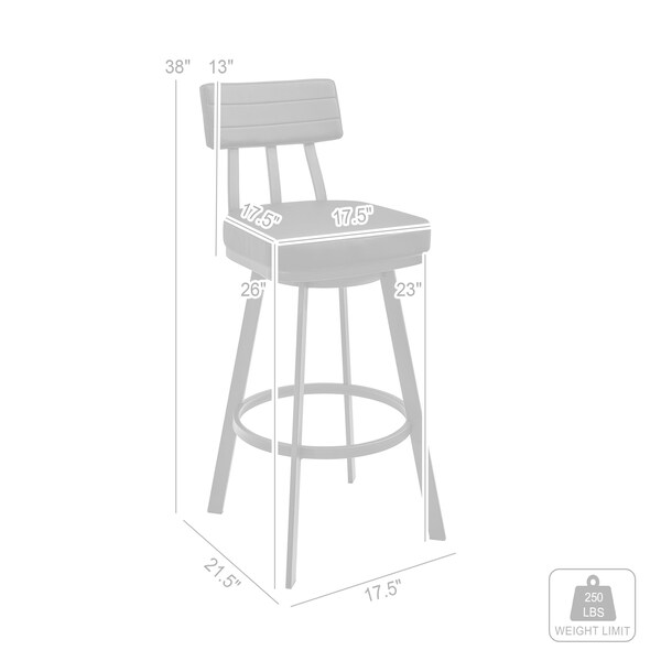 Armen Living Jinab Swivel Counter Stool in Black Metal with Black Faux Leather - 840254335202