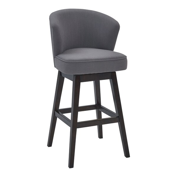 Armen Living Brandy 26" Counter Height Swivel Gray Fabric and Espresso Wood Bar Stool - LCBDBAESGR26