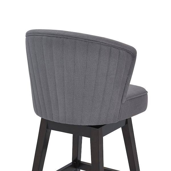 Armen Living Brandy 26" Counter Height Swivel Gray Fabric and Espresso Wood Bar Stool - LCBDBAESGR26