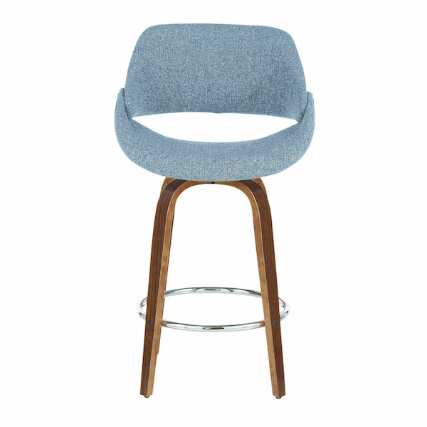 Lumisource Fabrico Counter Stool in Walnut and Blue Noise Fabric, PK 2 - B26-FBCO2R WLBU2