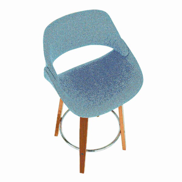 Lumisource Fabrico Counter Stool in Walnut and Blue Noise Fabric, PK 2 - B26-FBCO2R WLBU2