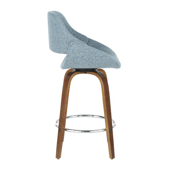 Lumisource Fabrico Counter Stool in Walnut and Blue Noise Fabric, PK 2 - B26-FBCO2R WLBU2