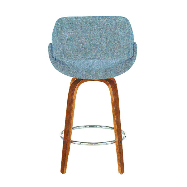 Lumisource Fabrico Counter Stool in Walnut and Blue Noise Fabric, PK 2 - B26-FBCO2R WLBU2